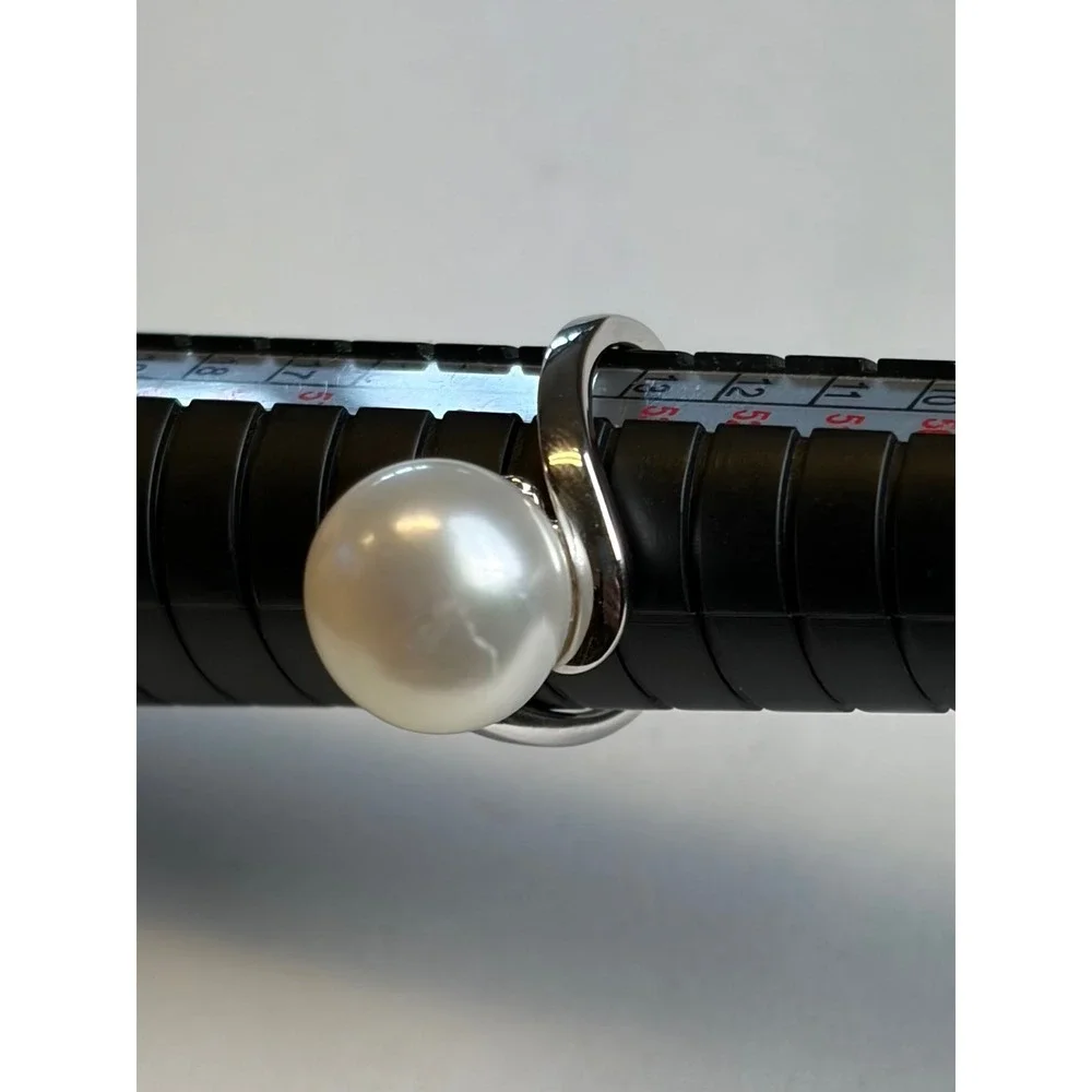 Vintage Pearl Ring 6.5 Silver 925 Bypass Solitaire Minimalist Elegant Jewelry